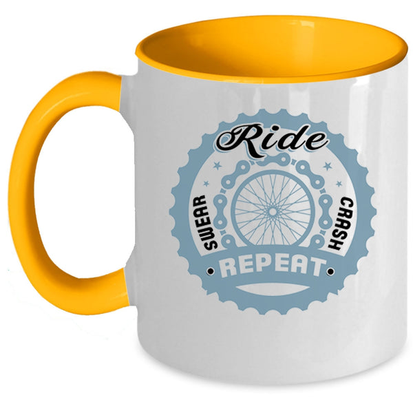 Outdoor Coffee Mug, Ride Swear Crash Repeat Accent Mug