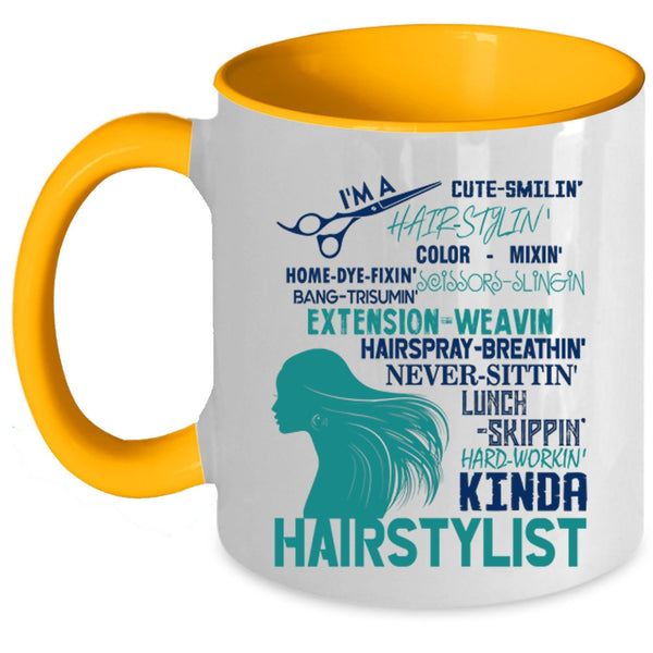Cute Hairstylist Coffee Mug, I'm A Kinda Hairstylist Accent Mug