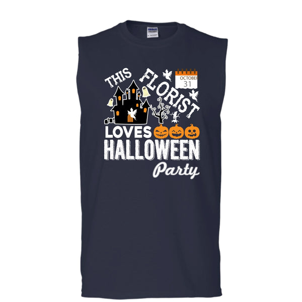 Halloween T Shirt, This Florist Love Halloween Party T Shirt, Cool T Shirt (Men's Cotton Sleeveless)