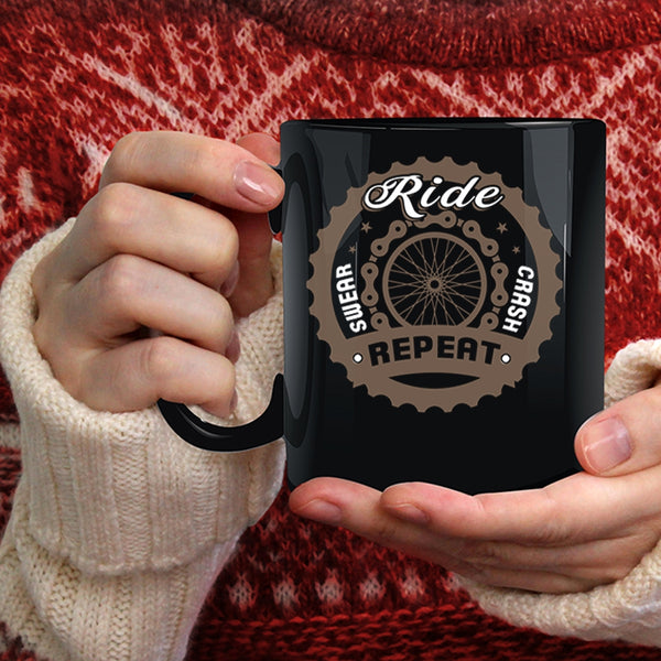Ride Swear Crash Repeat Coffee Mug, Outdoor Coffee Cup