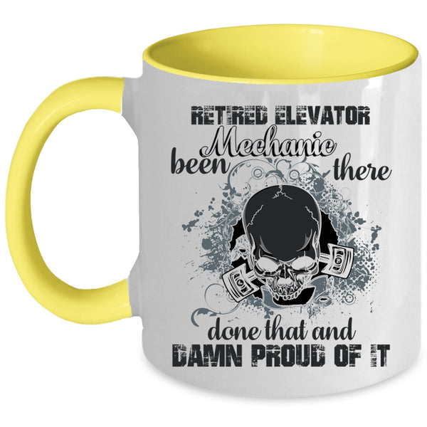 Cool Retirement Coffee Mug, Ritired Elevator Mechanic Accent Mug