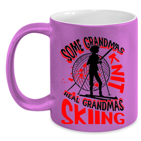 Real Grandmas Skiing Coffee Mug, Some Grandmas Knit Accent Mug