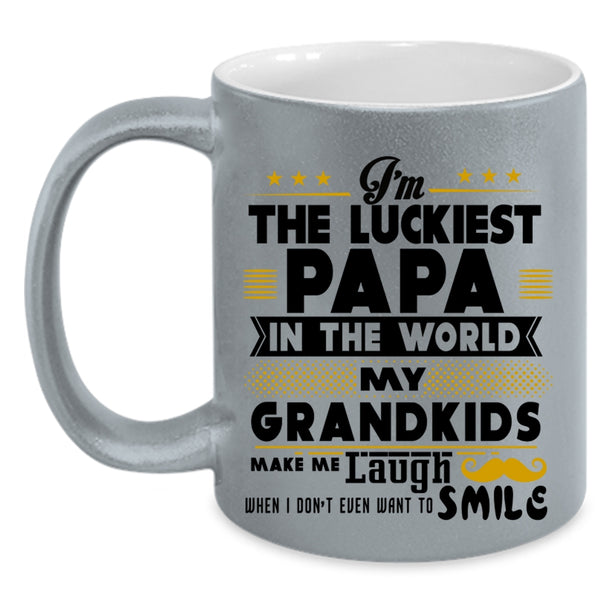 My Grandkids Make Me Laugh Coffee Mug, I'm The Luckiest Papa In The World Accent Mug