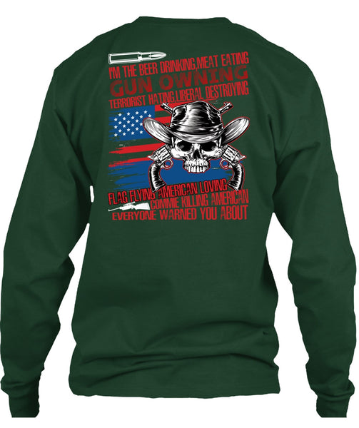 Meat Eating Gun Owning T Shirt, Flag Flying T Shirt