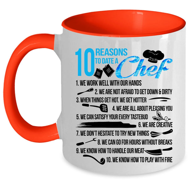 Cool Couple Coffee Mug, 10 Reasons To Date A Chef Accent Mug
