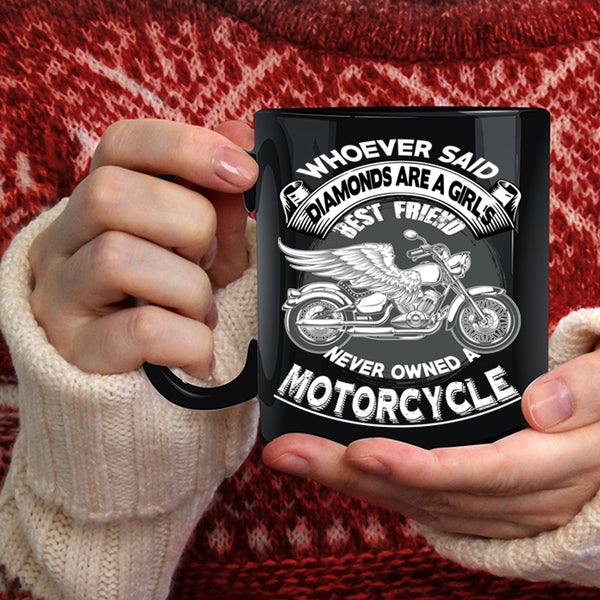 Diamonds Are A Girl's Best Friend Coffee Mug, Motorcycle Coffee Cup