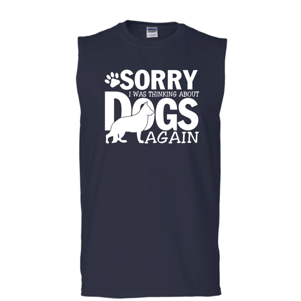 Sorry I Was Thinking About Dogs Again T Shirt, Coolest Dog Lover Tank Top (Men's Cotton Sleeveless)