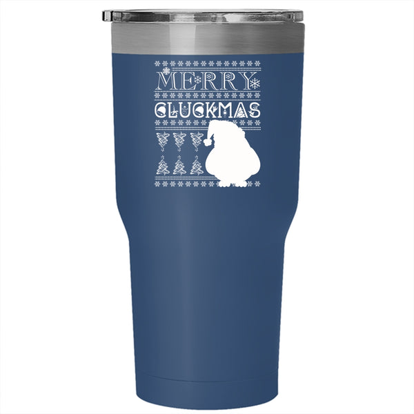 Merry Cluckmas Tumbler 30 oz Stainless Steel, Cute Christmas Gift For Farmer Travel Mug
