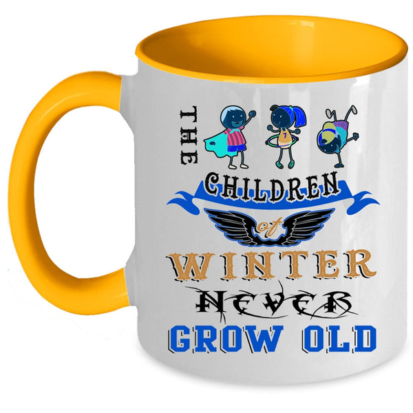 Cute Children Coffee Mug, The Children Of Winter Never Grow Old Accent Mug