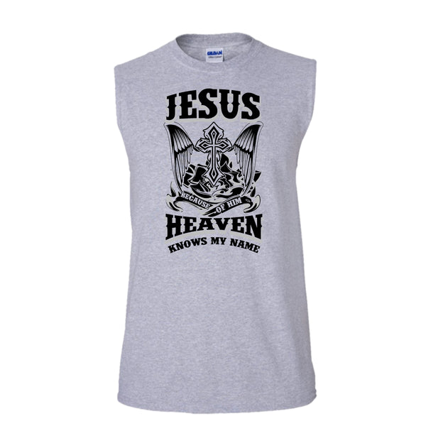 Jesus Because Of Him T Shirt, I Love Jesus Tank Top (Men's Cotton Sleeveless)