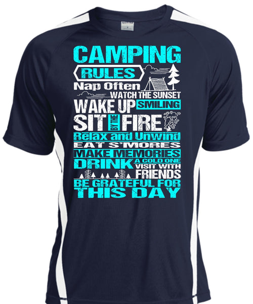 Camping Rules Nap Often T Shirt, Wake Up Smiling T Shirt, Cool Shirt