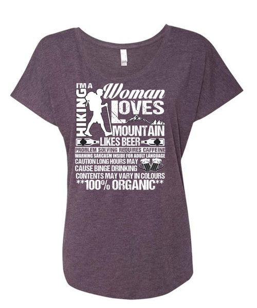 I'm A Hiking T Shirt, Woman Loves Mountain T Shirt, Cool Shirt (Ladies' Triblend Dolman Sleeve)