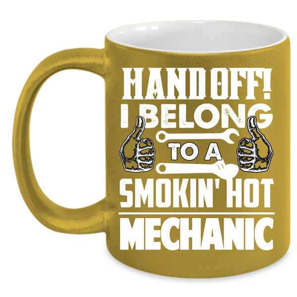 I Belong To A Smoking Hot Mechanic Coffee Mug, Cute Couple Coffee Cup