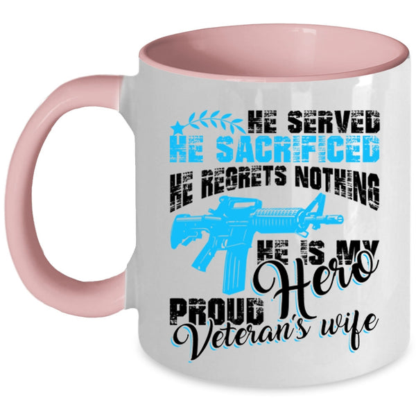 Cool Just Married Coffee Mug, Proud Veteran's Wife Accent Mug