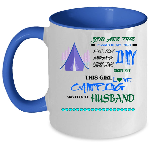 Funny Camping Coffee Mug, This Girl Loves Camping With Her Husband Accent Mug