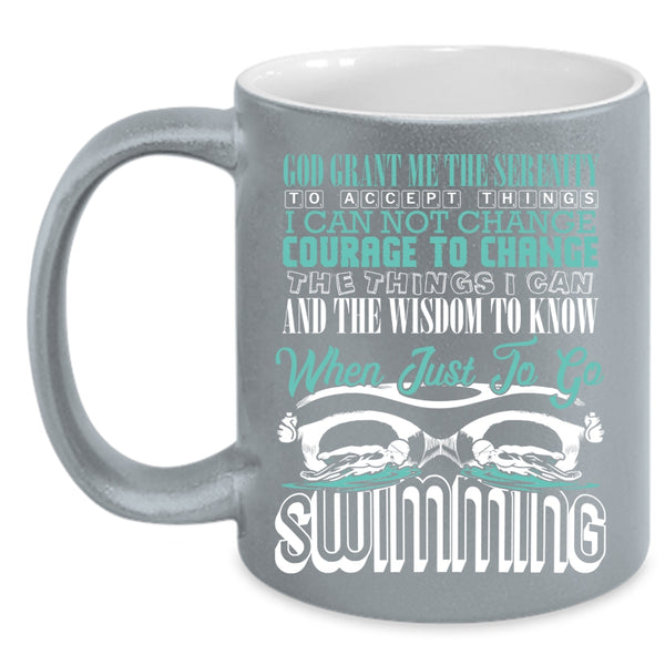 Just To Go Swimming Coffee Mug, Funny Swimming Coffee Cup