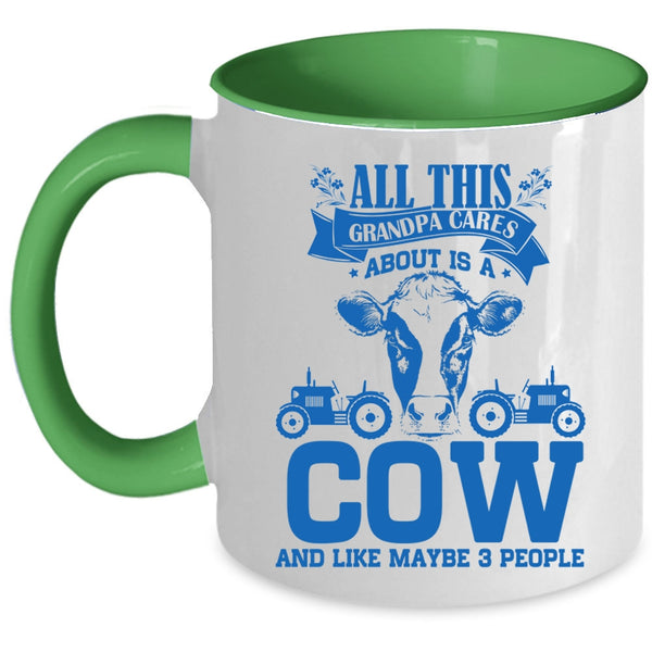 Cool Grandpa Coffee Mug, All This Grandpa Cares About Is A Cow Accent Mug