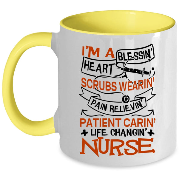 Blessing Heart Scrubs Wearing Coffee Mug, I'm A Nurse Accent Mug