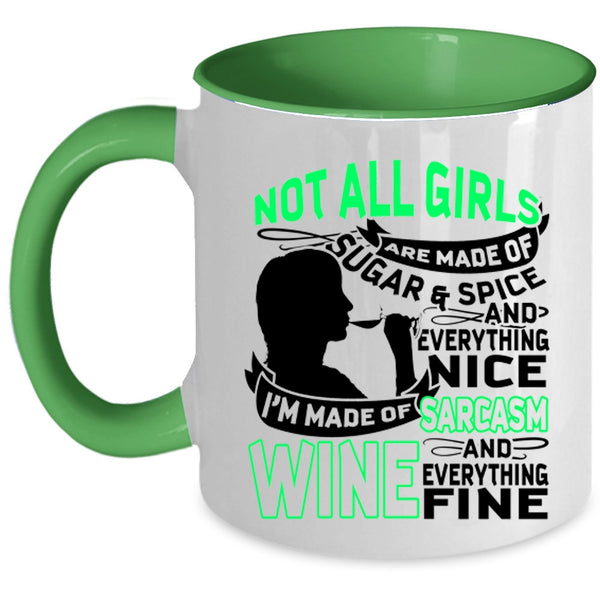 Awesome Girls Coffee Mug, I'm Made Of Sarcasm And Wine Accent Mug