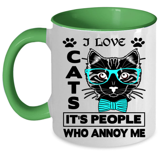 Cute Gift For Cat Lovers Coffee Mug, I Love Cats Accent Mug
