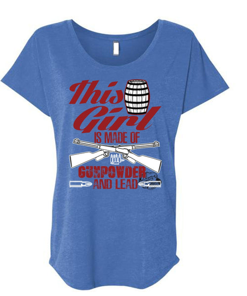 This Girl Is Made Of Gunpowder T Shirt, Being A Veteran T Shirt, Cool Shirt (Ladies' Triblend Dolman Sleeve)