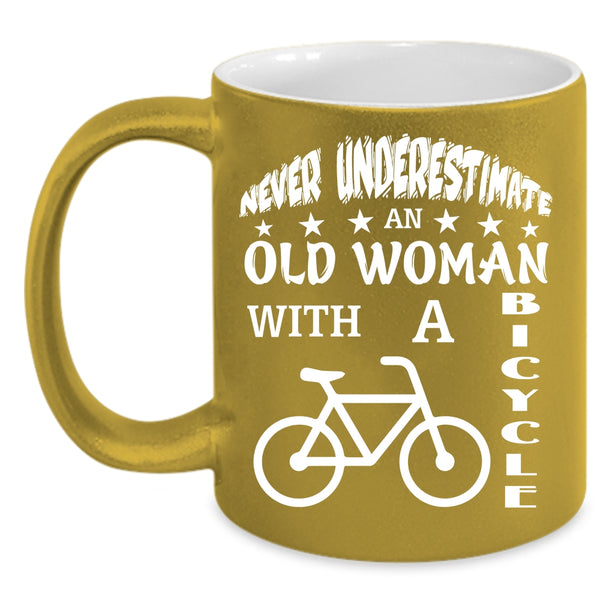 An Old Woman With A Bicycle Coffee Mug, Awesome Grandmother Coffee Cup