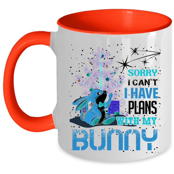 Cool Christmas Coffee Mug, I Have Plans With My Bunny Accent Mug