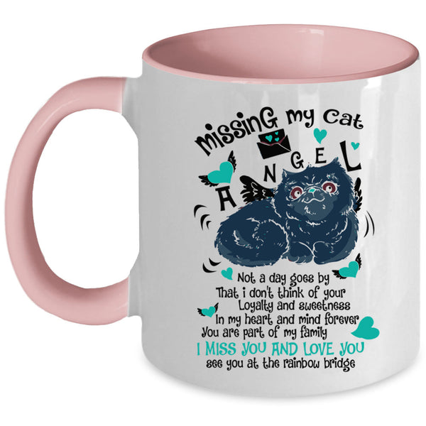 I Miss You And Love You Coffee Mug, Missing My Cat Angel Accent Mug