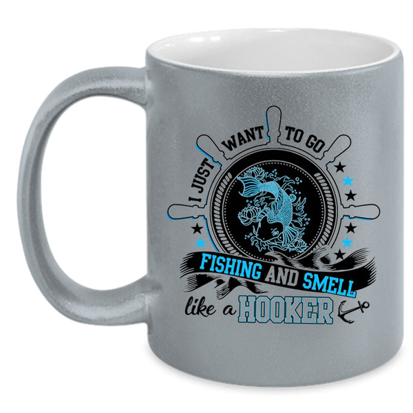 Funny Fisher Coffee Mug, I Just Want To Go Fishing Accent Mug
