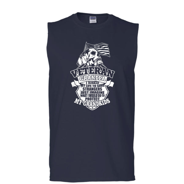 Veteran Grandpa T Shirt, I Am a Veteran Grandpa Tank Top (Men's Cotton Sleeveless)