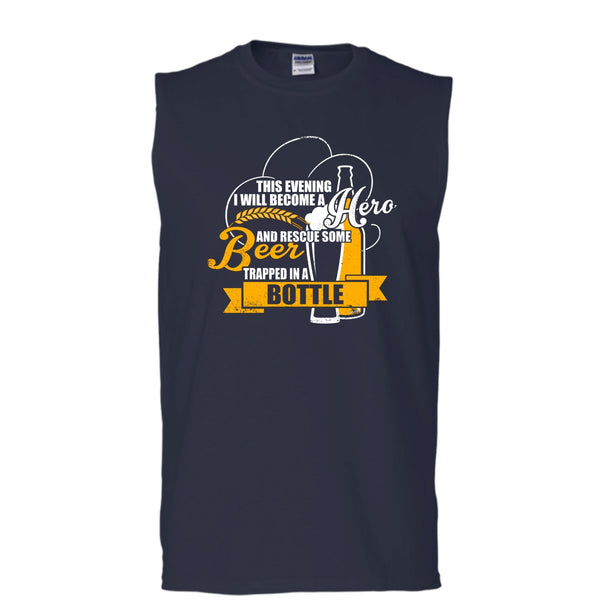 Rescue Some Beer T Shirt, Coolest Beer Drinker Tank Top (Men's Cotton Sleeveless)