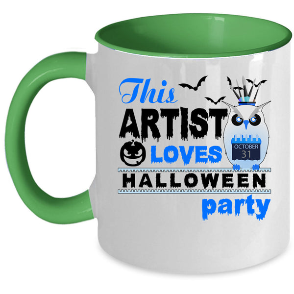 Cool Owl Coffee Mug, This Artist Loves Halloween Party Accent Mug