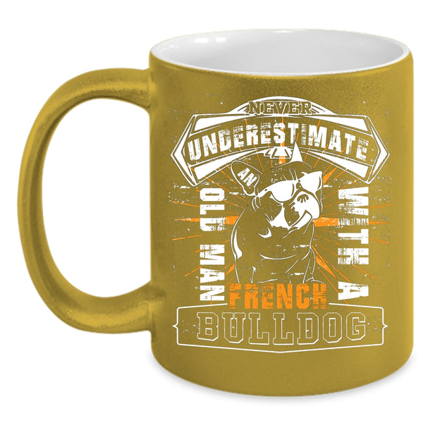 Old Man With A French Bull Dog Coffee Mug, Cute Dogs Coffee Cup