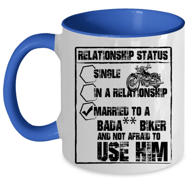 Married To A Biker Coffee Mug, Relationship Status Accent Mug