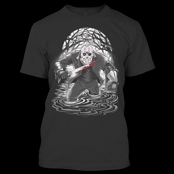 A black t-shirt with the shopify logo