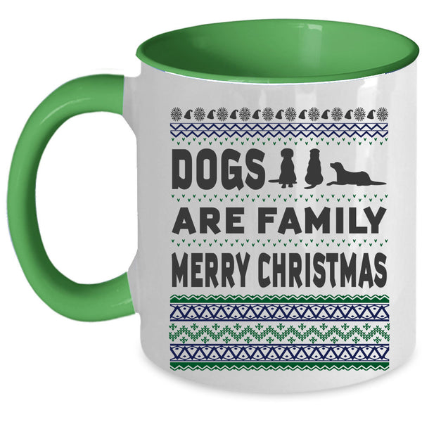 Merry Christmas Coffee Mug, Dogs Are Family Accent Mug