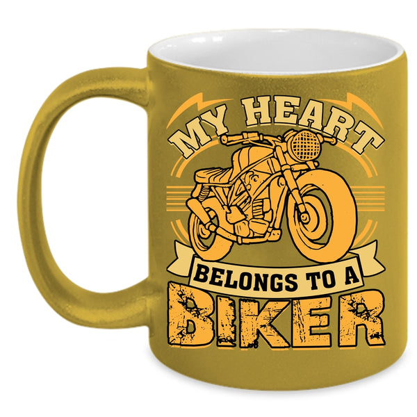 My Heart Belongs To A Biker Coffee Mug, I Love Biker Coffee Cup