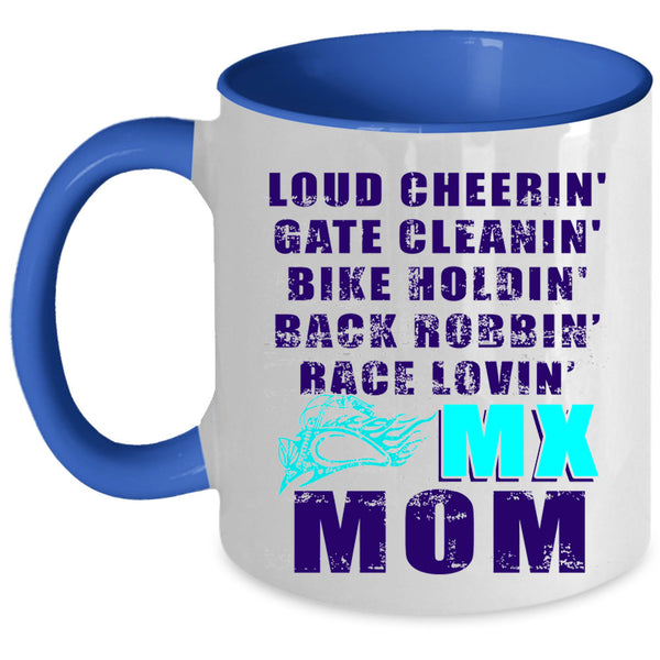 Bike Holding Race Loving Coffee Mug, Loud Cheering Gate Cleaning Accent Mug