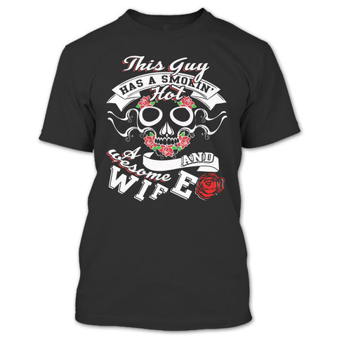 A black t-shirt with the shopify logo