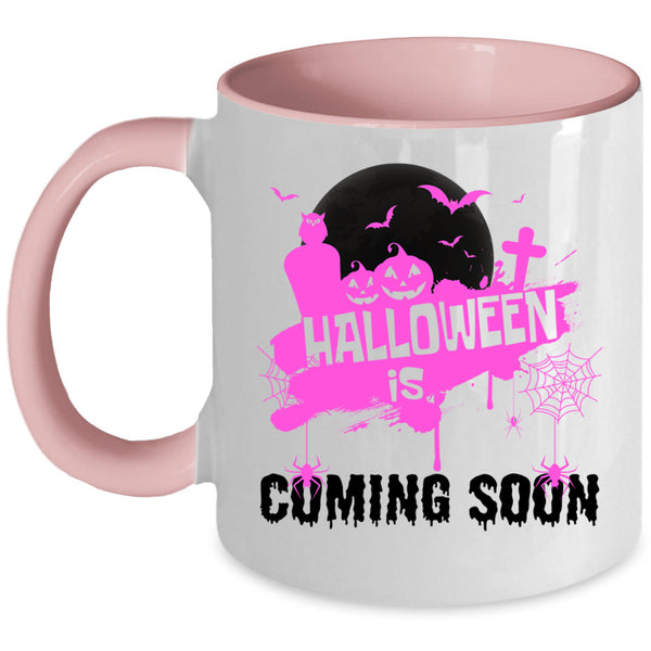 Cool Halloween Coffee Mug, Halloween Is Coming Soon Accent Mug