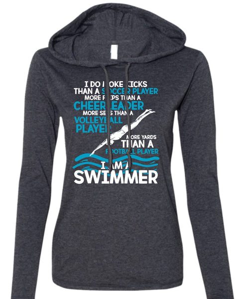 I Am A Swimmer T Shirt, Volleyball Player T Shirt (Anvil Ladies Ringspun Hooded)