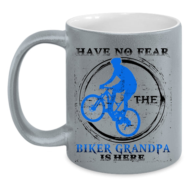 Awesome Bikers Coffee Mug, Have No Fear The Biker Grandpa Is Here Accent Mug