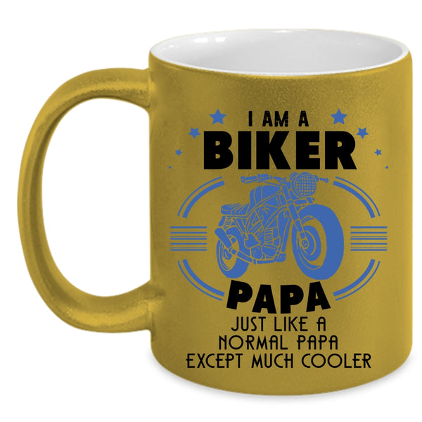 Cool Papa Coffee Mug, I Am A Biker Papa Accent Mug