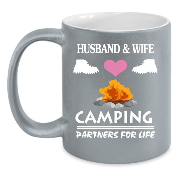 Husband And Wife Coffee Mug, Camping Partners For Life Coffee Cup
