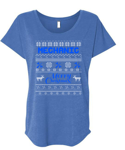 Mechanic Merry Christmas T Shirt, Being A Mechanic T Shirt, Cool Shirt (Ladies' Triblend Dolman Sleeve)