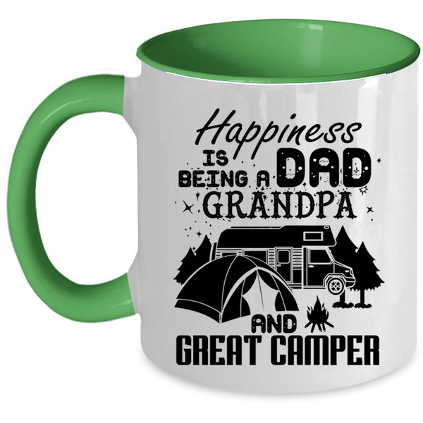 Grandpa And Great Camper Coffee Mug, Happiness Is Being A Dad Accent Mug