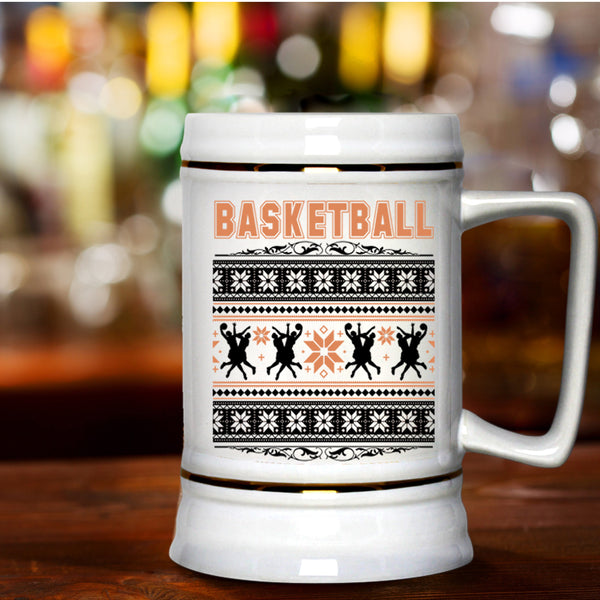 Ugly Christmas Beer Stein 22oz, Basketball Beer Mug