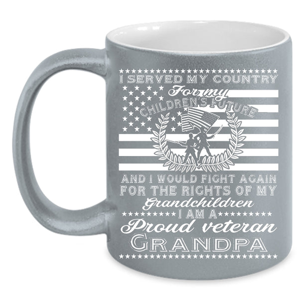 I Am A Proud Veteran Grandpa Coffee Mug, My Grandchildren Coffee Cup