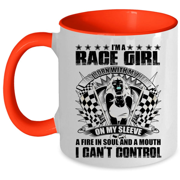 I Was Born With My Heart On My Sleeve Coffee Mug, I'm A Race Girl Accent Mug
