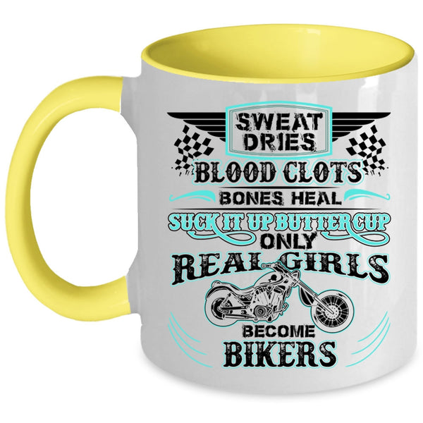 Awesome Girls Coffee Mug, Only Real Girls Become Bikers Accent Mug